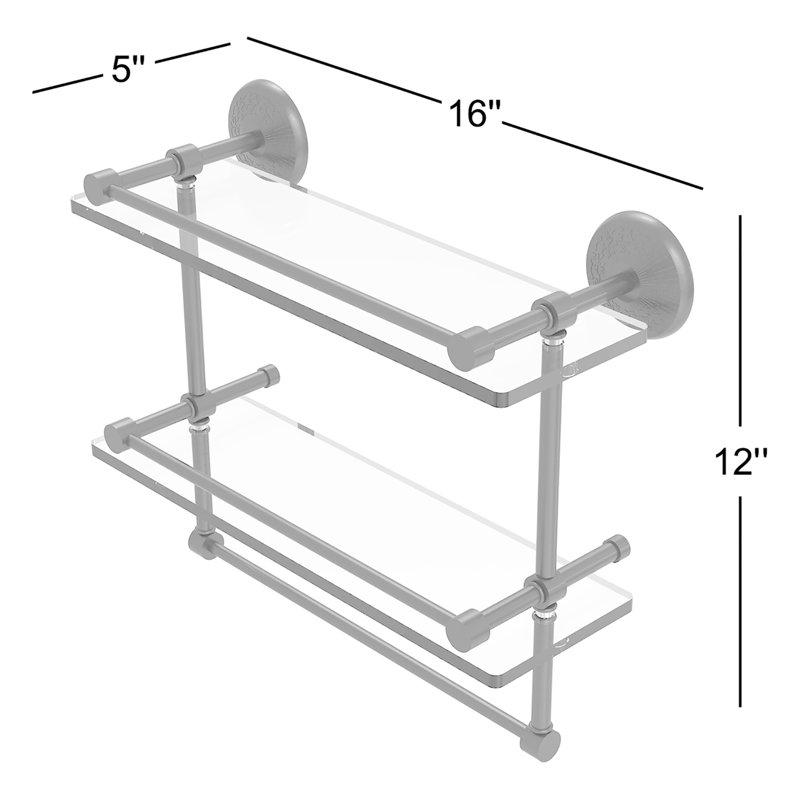 Étagère 2 pièces avec barre à serviettes Tilney, Gris mat, 16"H x 16"W x 14"D