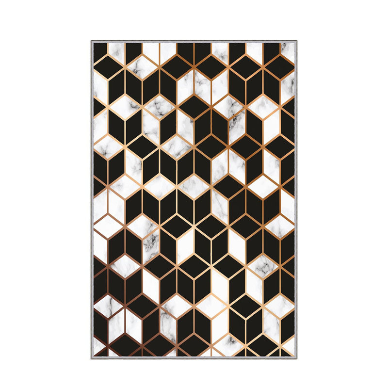 Premium Hall Carpet, 3.3 x 6.6 Feet, 100% Polyester, 0.3 in Pile Height | Antibacterial, Non-Slip Underside, Machine Washable | Elegant 3D Digital Print Design, Perfect for Entryways & Living Rooms