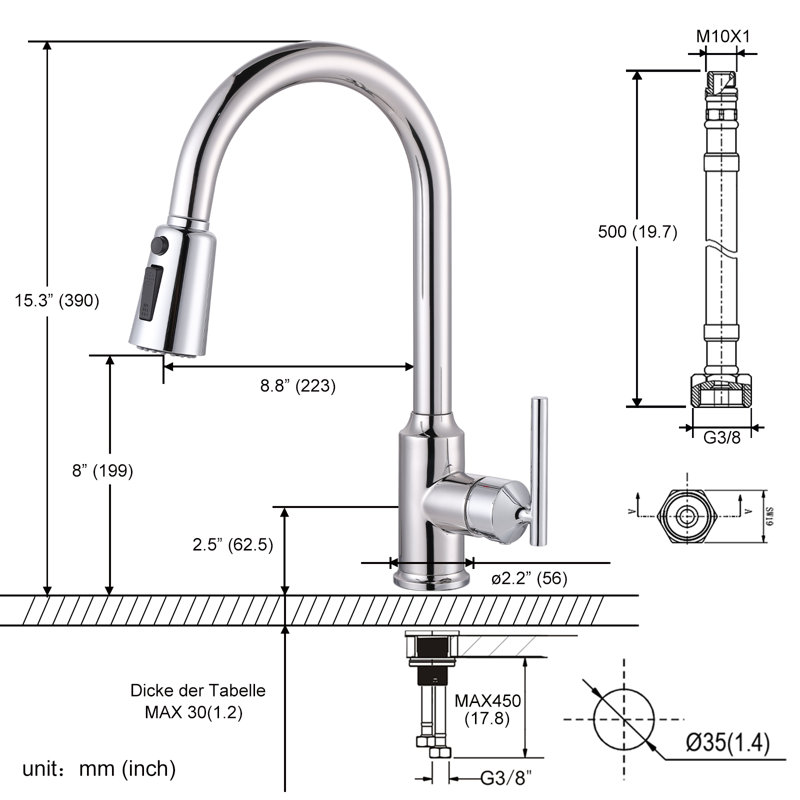 Pull Down Kitchen Faucet, Chrome