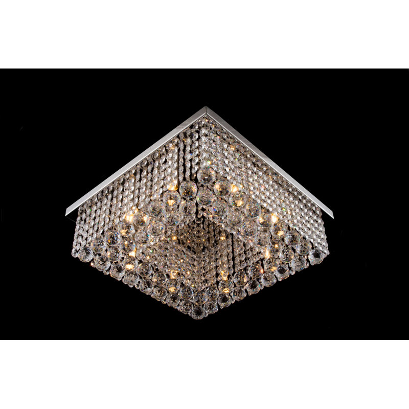 Crystal Flush Mount, Polished Nickel
