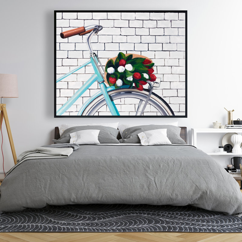 Vélo avec bouquet de tulipes - Toile encadrée Home Decor