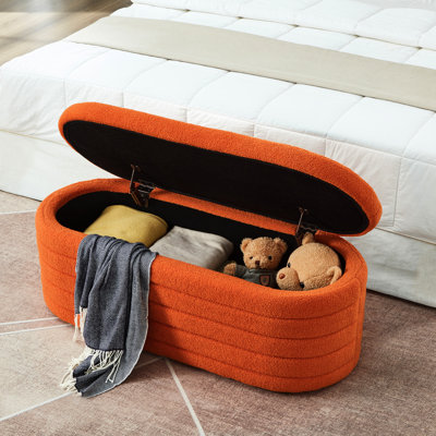 Orange Storage Bench - Supports Heavy Use With Ease Modern Foam Filler For Comfortable Seating