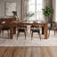 Ensemble de table de salle à manger moderne en noyer de 71 pouces avec chaises en cuir de polyuréthane massif-131232557-131232559