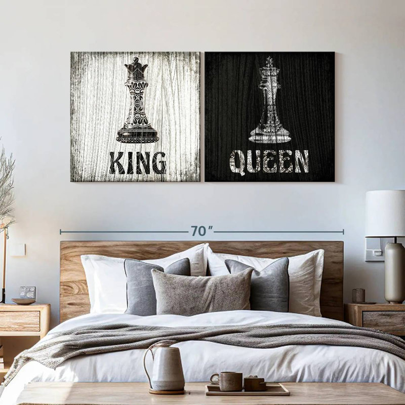 «Chess King and Queen», reproduction d'art sur toile, H 65 po x l 32 po x P 1,25 po