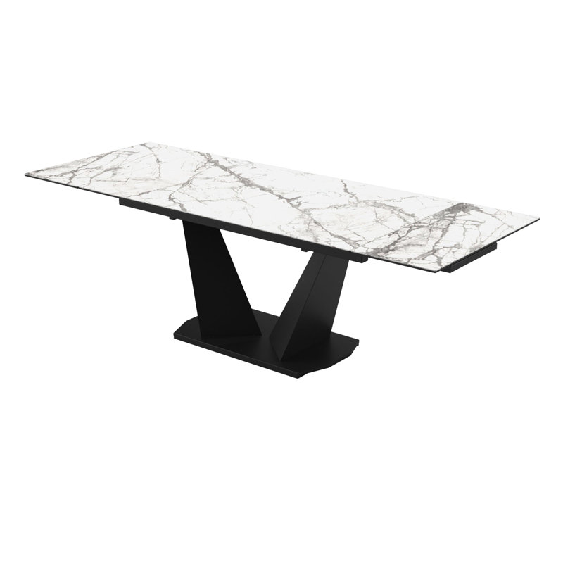 Parma Glass Top Metal Base Dining Table, 29" H x  55" L x 31" W 