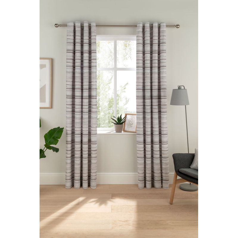 Serena Cotton Curtain Pair, Grey, Width 229 x Drop 229 cm
