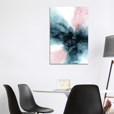 Blush & Deep Water Blue 1 Piece Wrapped Canvas Wall Art