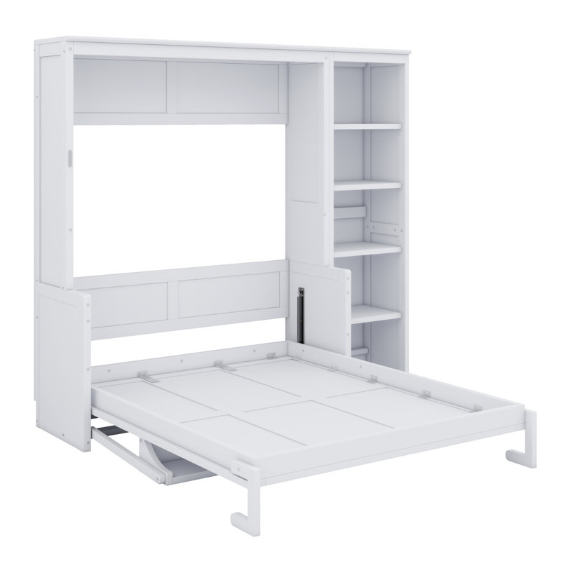 Lit escamotable avec bureau et bibliothèque Murphy, Blanc