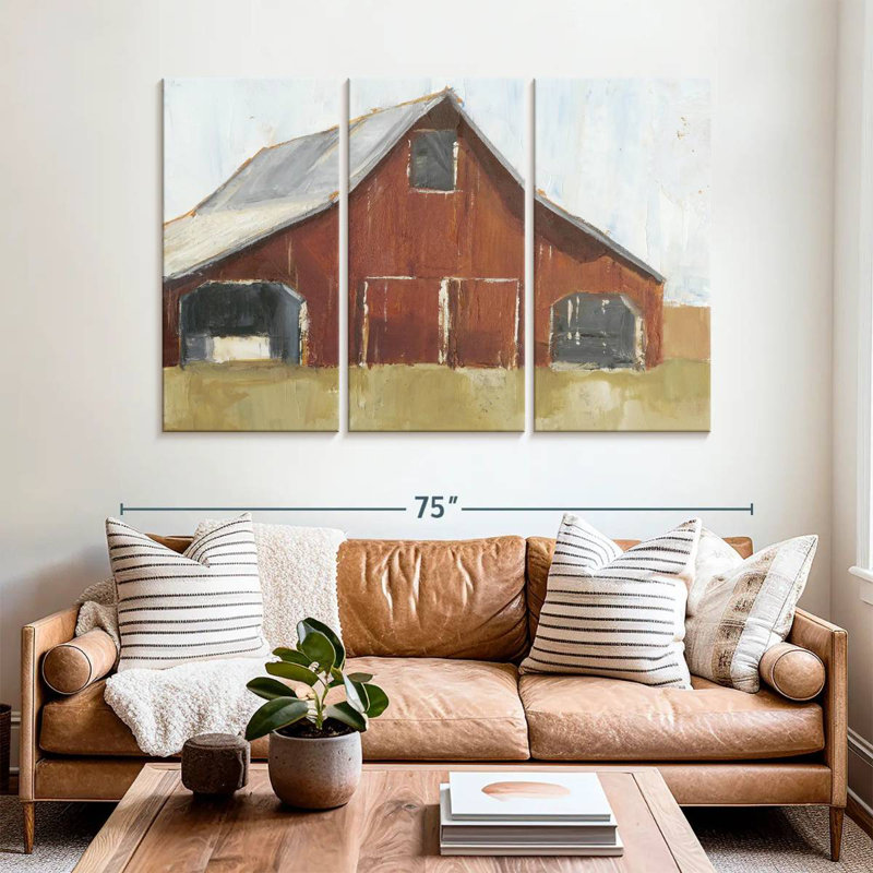 Lilie Rustic Red Barn I, 42" H x 65" W