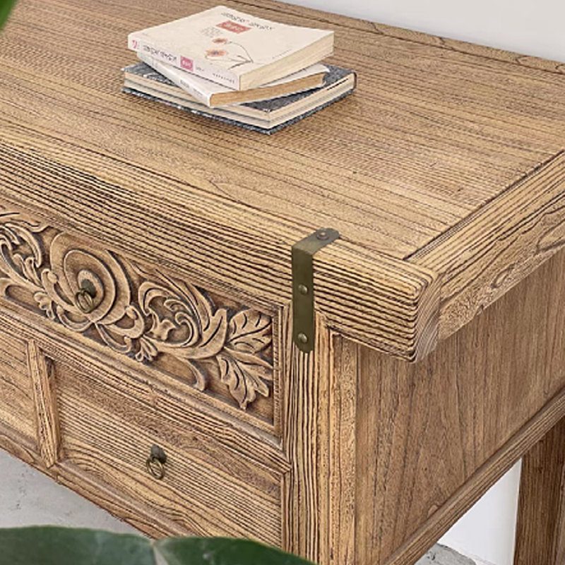 Wabi-Sabi Style Solid Elm Entryway Cabinet