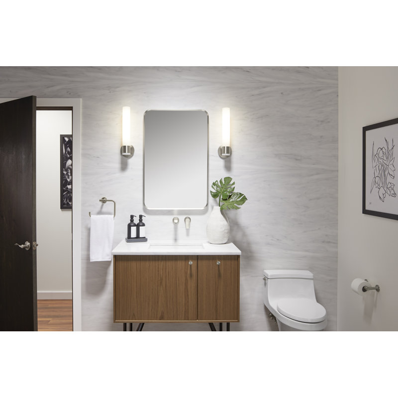 Miroir de salle de bain mural, 34 po x 22 po, Nickel brossé