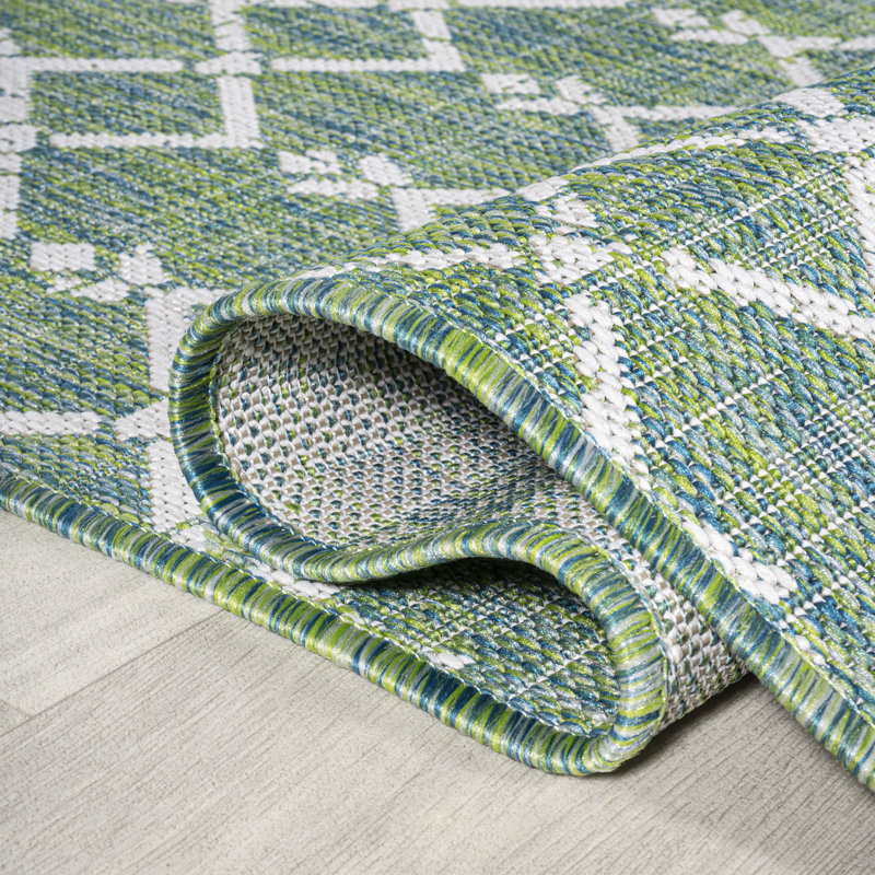 Tapis d'intérieur / extérieur Crompton, Tapis de couloir 2 pi 2 po x 8 pi, Vert/crème