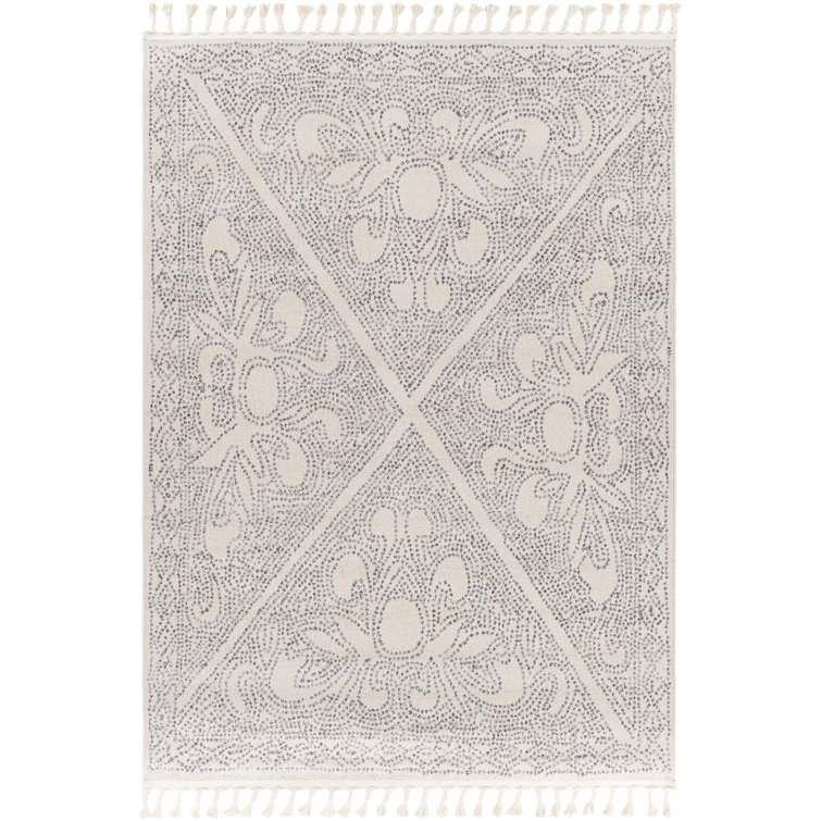 Tapis oriental gris anthracite / ivoire