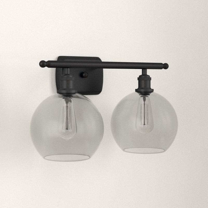 Éclairage de salle de bain à intensité variable à 2 lumières Baptista, Clair, Ampoule à DEL rétro de 6 watts, Bronze profond