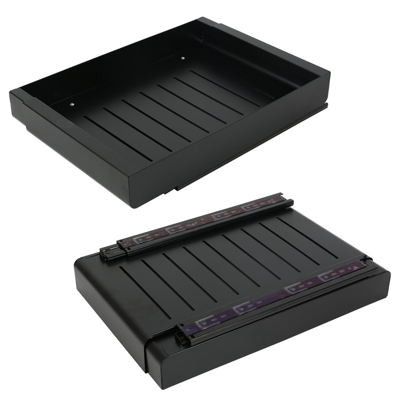 Pull Out Cabinet Organiser, Expandable Slide Out Drawer Storage Shelf, 30-50Cm W X 43Cm D X 7Cm H, Black