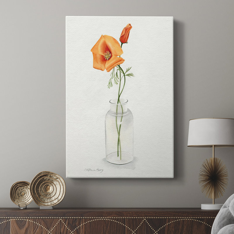 California Poppy Vase I - Gallery Cavas, H 48 po x l 32 po