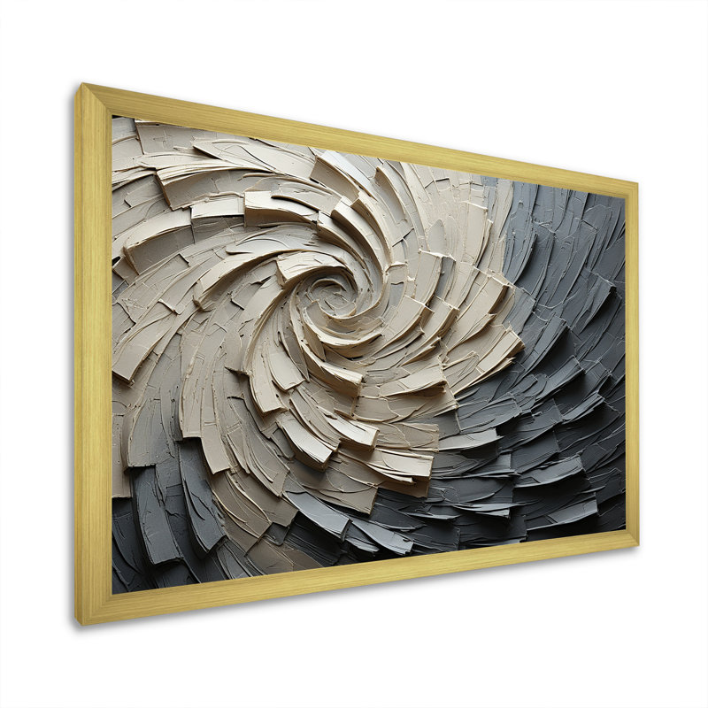 Mouvement méditatif gris beige III - Spirales abstraites, impressions sur toile_106124, H 24 po x l 32 po x P 1 po