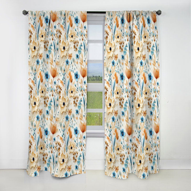Coastal Retreat Ii Boho Motif - Rideau Boho - Rideau abstrait occultant - 1 panneaux, L 52 po x L 84 po