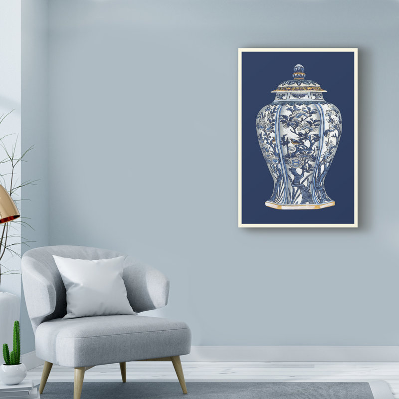«Blue and White Porcelain Vase I», reproduction d'impression sur toile tendue, H 24 po x l 16 po x P 2 po
