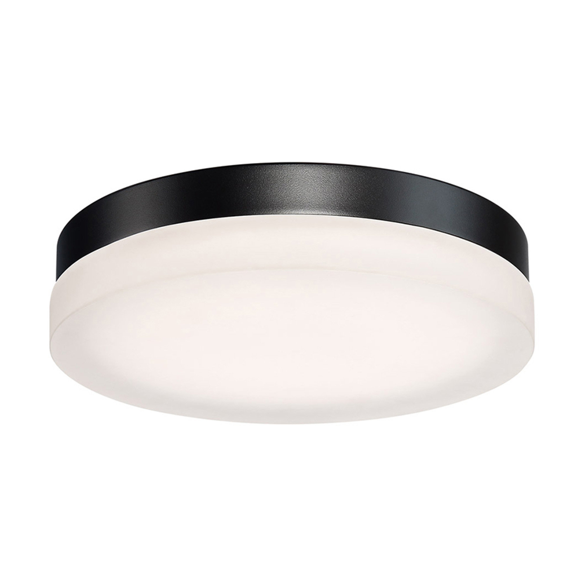 Single Light Glass LED Flush Mount, Black, 3500K, 2.5" H x 11" W x 11" D