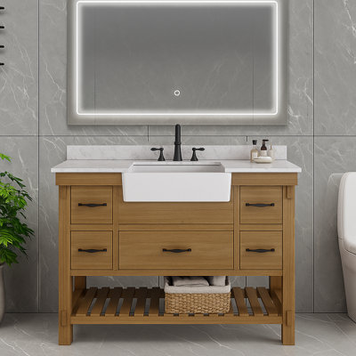 Maxbano Farmhouse 48" Single Bathroom Vanity With White Stone Sink