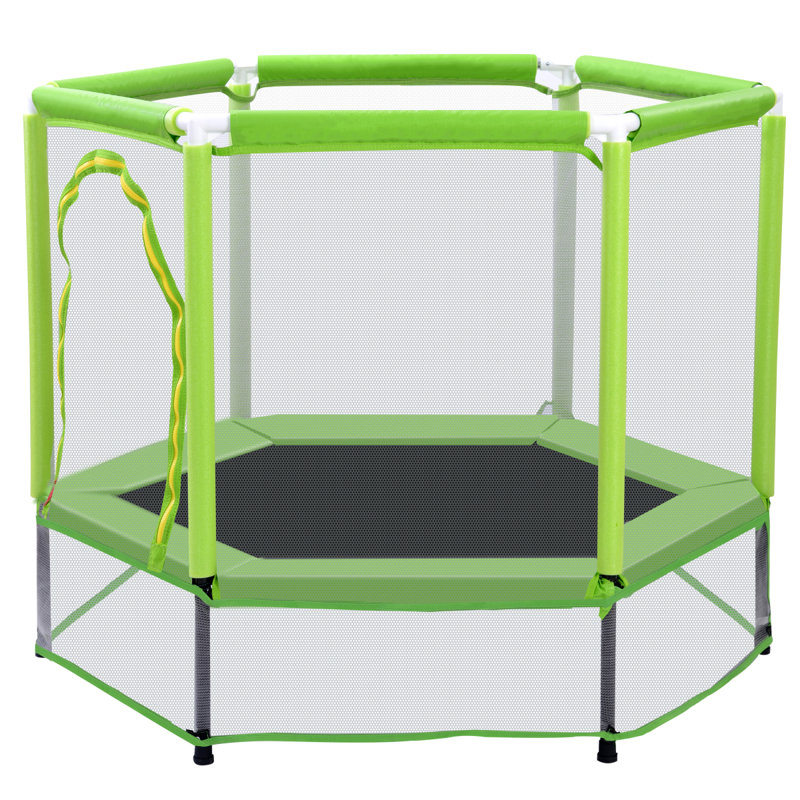 Trampoline hexagonale pour enfants avec enceinte sécuritaire, Green