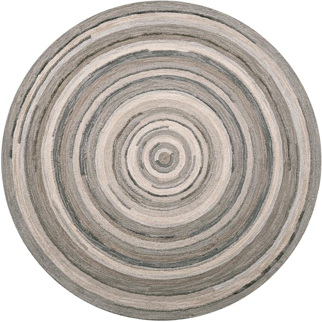 Concentric Geometric Handmade Tufted Wool Gray Area Rug CompanyC Rug 