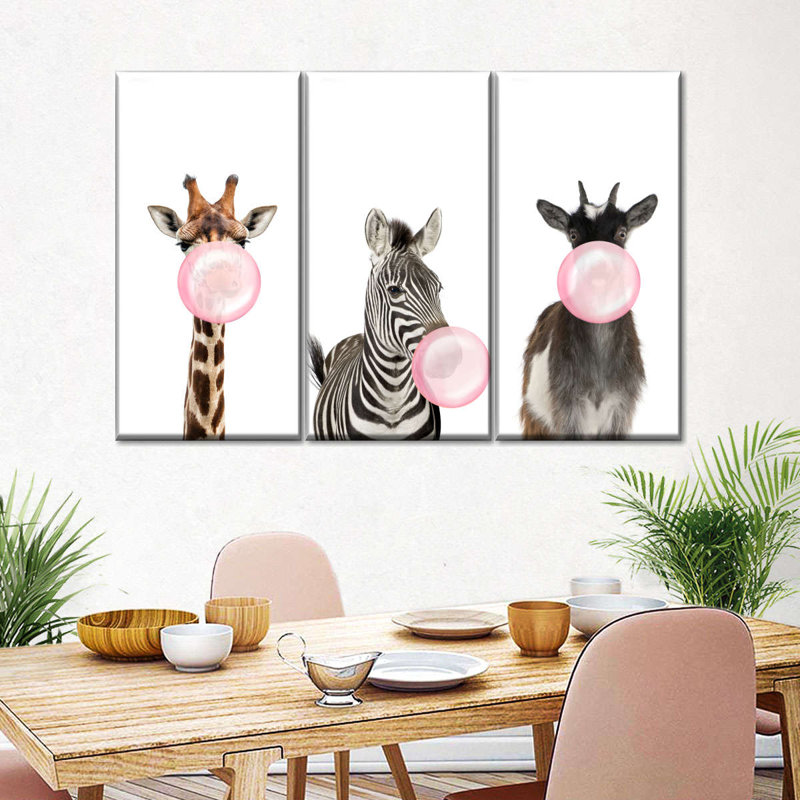 Impression sur toile Bubble Gum Safari, H 28 po x l 45 po x P 1,25 po