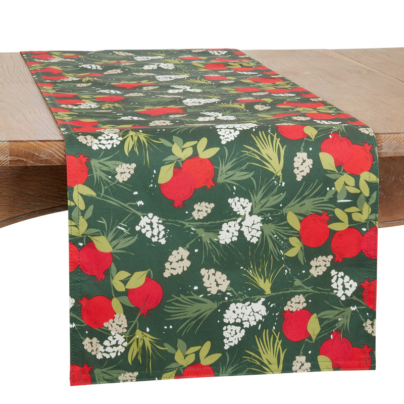 Runner_Holiday Table Runner With Pomegranate Design, 90" L x 16" W
