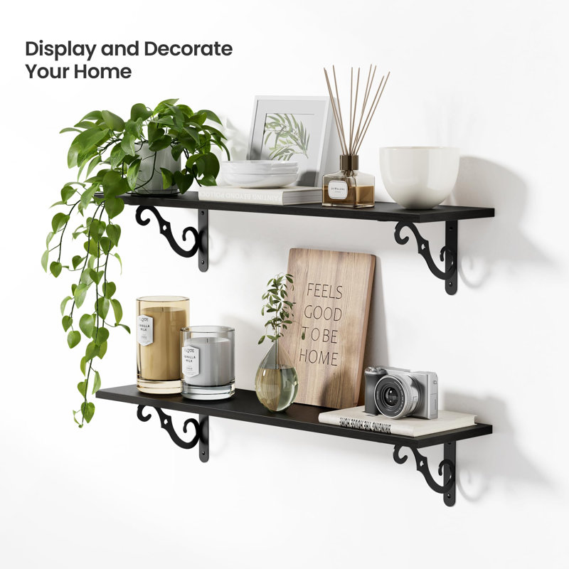 Tywuan 2 Piece Floating Shelf, Black