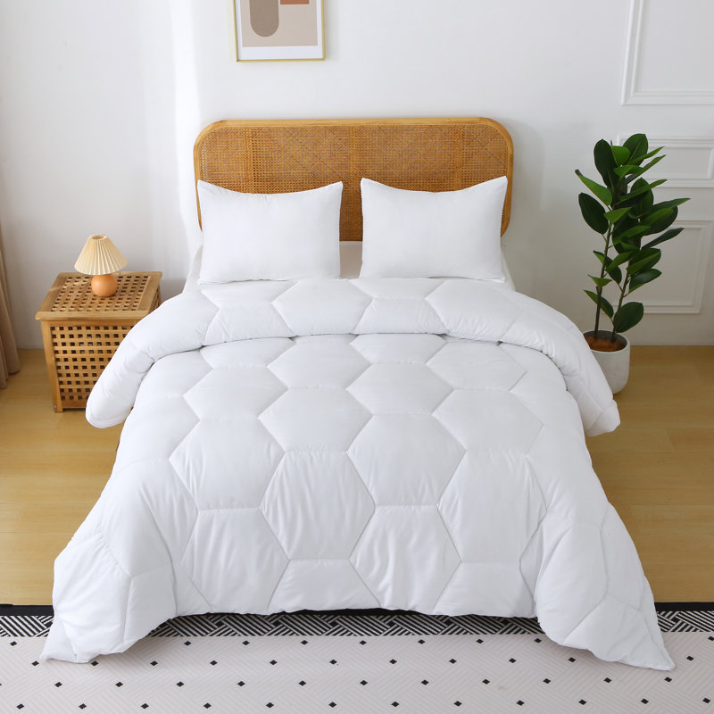 Ensemble d'édredon en microfibre Better Style Home, Édredon pour lit simple + 1 taie décorative stan, Blanc