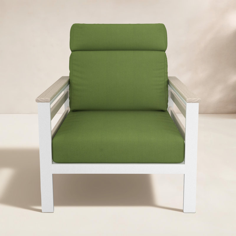 Townsend Metal Outdoor Lounge Club Chair With Sunbrella Cushion, Spectrum Cilantro