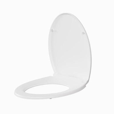 Siège de toilette allongé, siège de toilette à fermeture en douceur, charnières à dégagement rapide, un bouton pour un nettoyage facile, sièges et couvercle de toilette en plastique à fermeture lente, couvercle de toilette à charnière blanche facile à installer