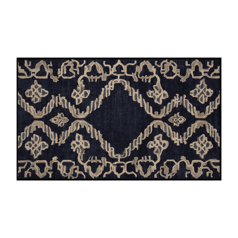 Machine Washable Gray Area Rug, Rectangle 5' x 8'