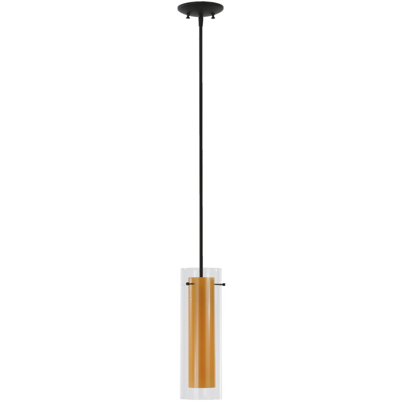 Amber and Clear Glass Bronze Mini Pendant Light