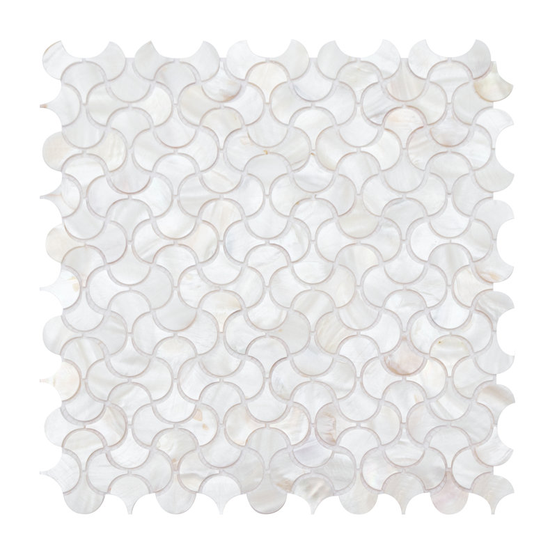 Mother Of Pearl 1" X 1" Seashell Fish Scale Alt Mosaic Sheet, Arctic