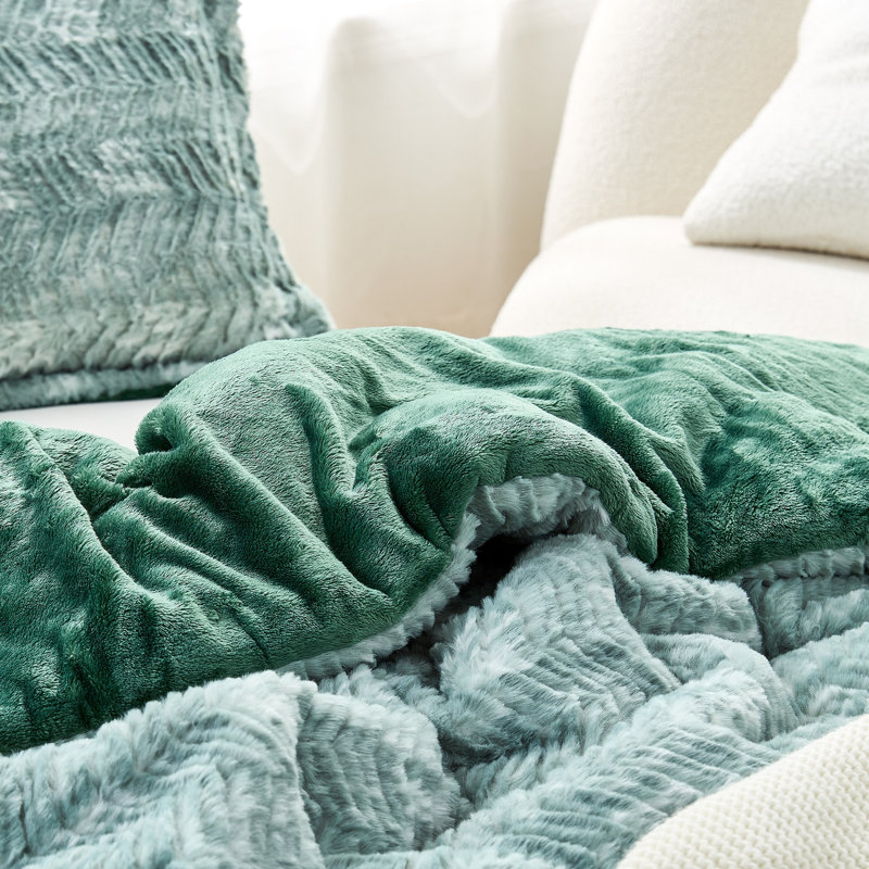 Peak of Cozy - Ensemble d'édredon surdimensionné à inducteur Coma - Vert mousse à chevrons