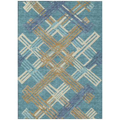 Machine Washable Indoor/Outdoor Chantille ACN2452 Geometric Rug