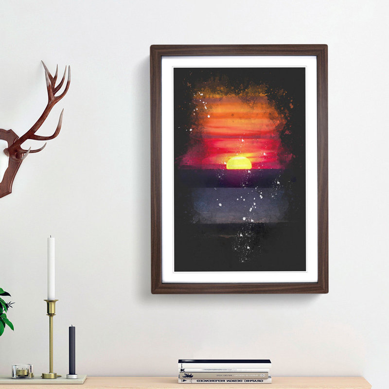 Sunset in Florida - Picture Frame Painting Print, Walnut Framed, 33cm H x 24cm W x 2cm D