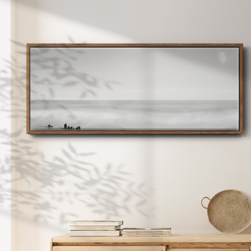 Panneau noir et blanc d'eau, toile encadrée, H 12 po x l 30 po