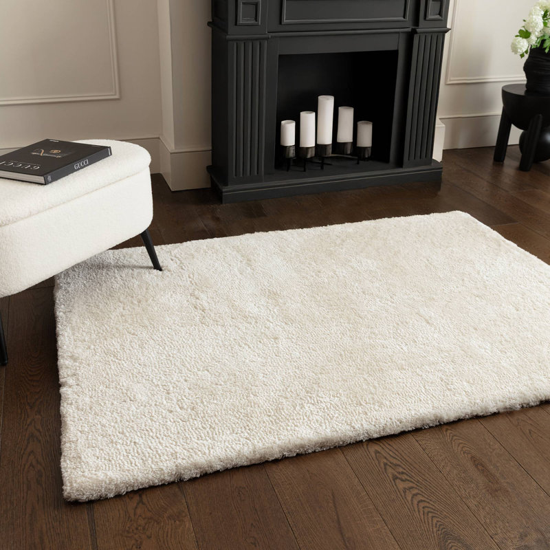 Tachiana Hand Tufted Shaggy Ivory Area Rug, Rectangle 120 x 170 cm