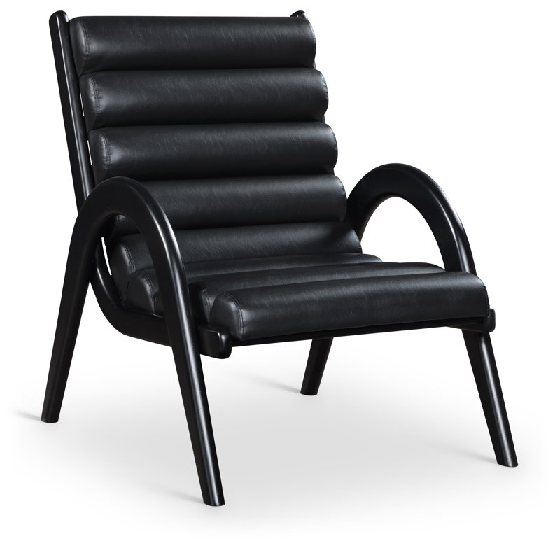 Fauteuil d'appoint en cuir Randal, Cuir végétalien noir, Noir, noir, noir, noir