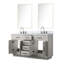 Meuble-lavabo double 60 po en chêne blanc avec comptoir en marbre, robinet, miroir l 55 po x P 22 po