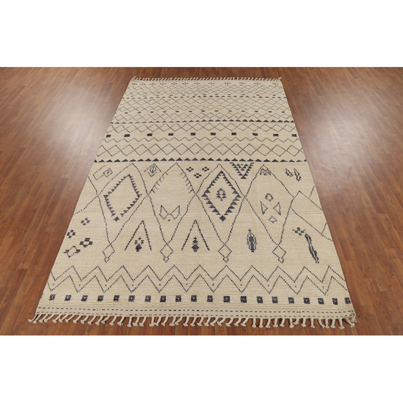 Tapis oriental marocain à motif de treillis 7 x 11