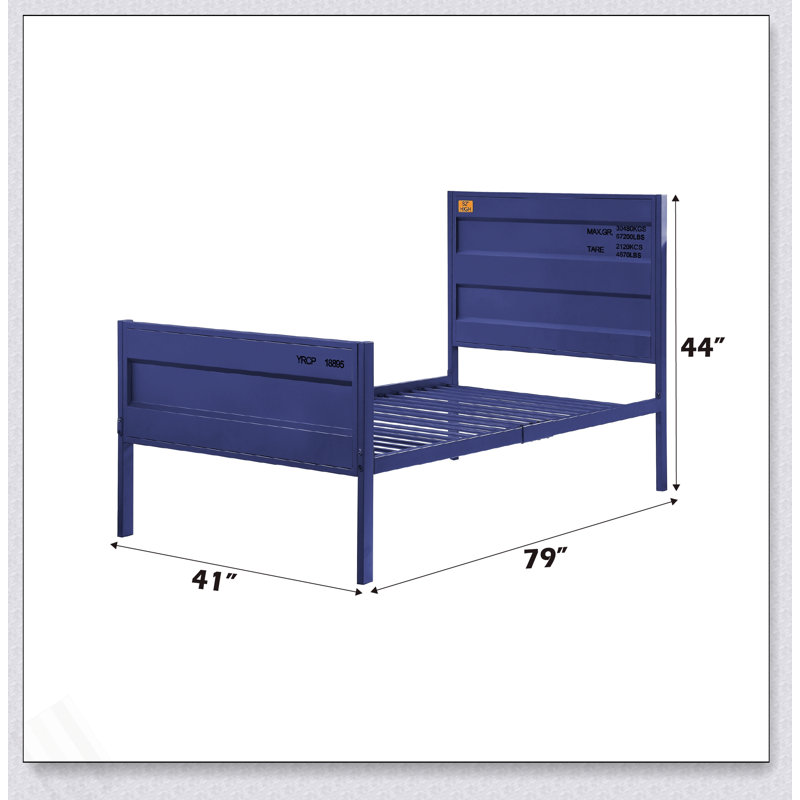 Cargo Blue Finish Twin Bed, Blue, Twin