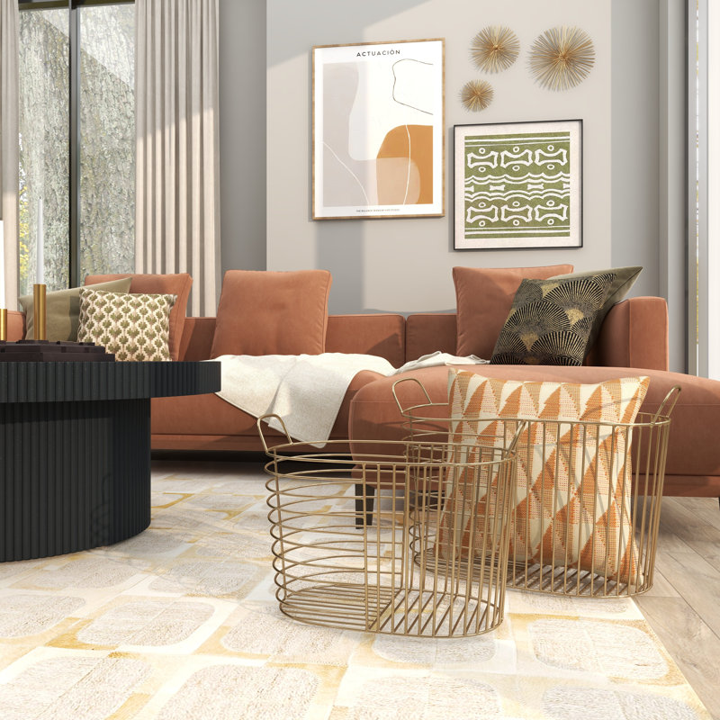 AllModern Abbie Decorative Basket, Gold, 14.05" H x 20.2" W x 12.4" D