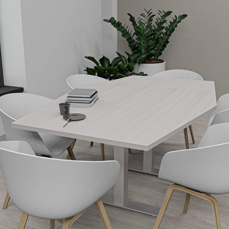 Table de conférence hexagonale avec bases en T et module d'alimentation, Nuit asiatique, H 30 po x L 72 po x l 48 po