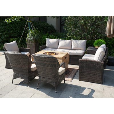 Imelda 7 Piece Rattan Sofa Seating Group with Cushions -  Lark Manorâ¢, 36F0E69F701A471A8870363A8D6B753A