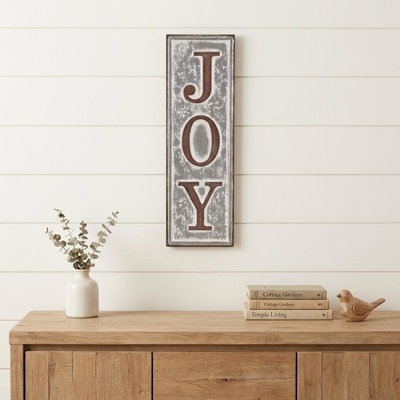 Décoration murale en métal 19 po x 6 po Joy and Grey