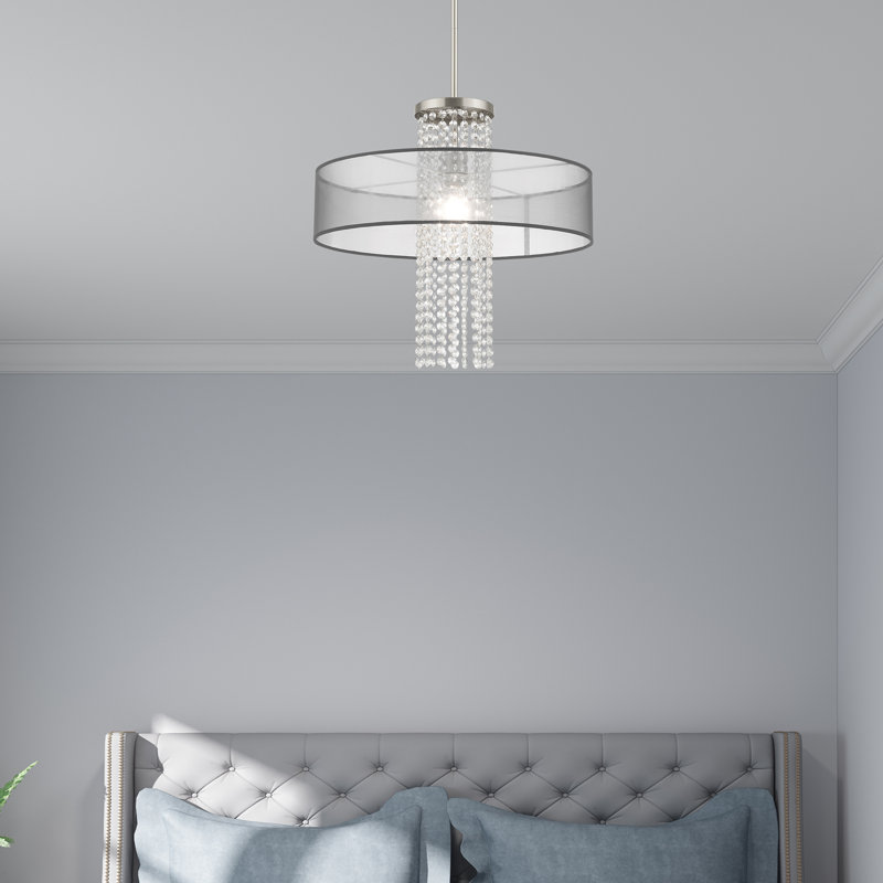 Luminaire suspendu cylindrique à 1 lumière Haney, Noir translucide